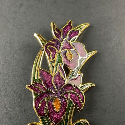 -195- BROOCH | Orchid Gold Tone Cloisonné Enamel Pin