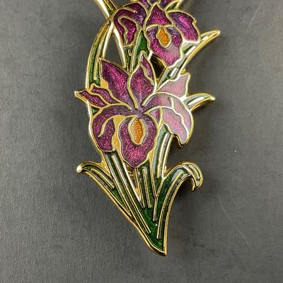 -195- BROOCH | Orchid Gold Tone Cloisonné Enamel Pin