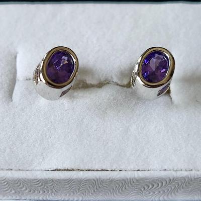 Tanzanite and 14K White Gold Earrings