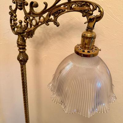 Antique Brass and Glass Floor Lamp