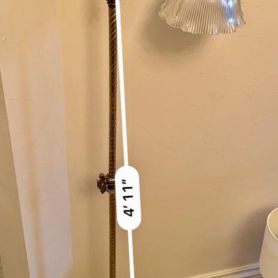 Antique Brass and Glass Floor Lamp