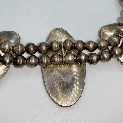 Large Native American Pawn Silver & Turquoise Necklace