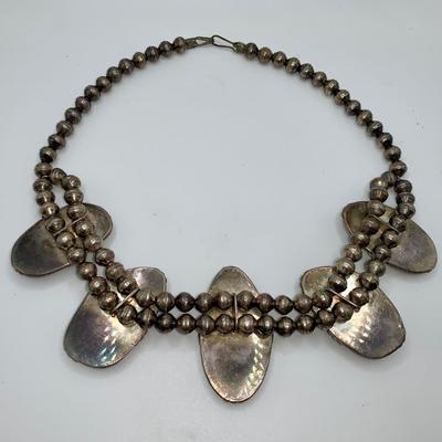 Large Native American Pawn Silver & Turquoise Necklace