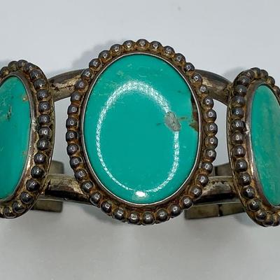 Native American Pawn Silver & Turquoise Bracelet