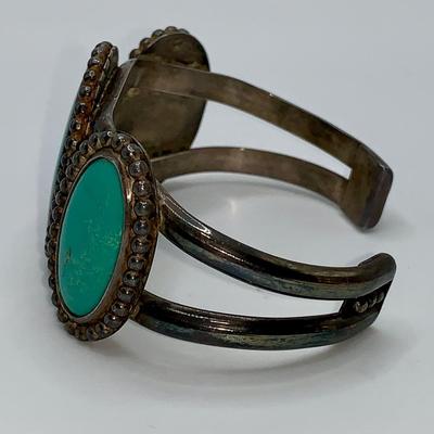 Native American Pawn Silver & Turquoise Bracelet