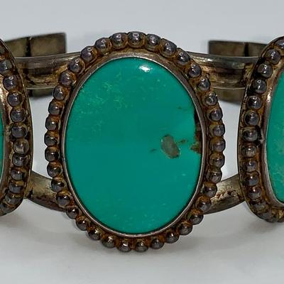 Native American Pawn Silver & Turquoise Bracelet