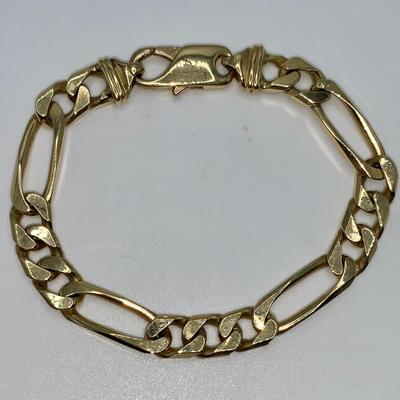 8” Figaro 18K Gold Bracelet