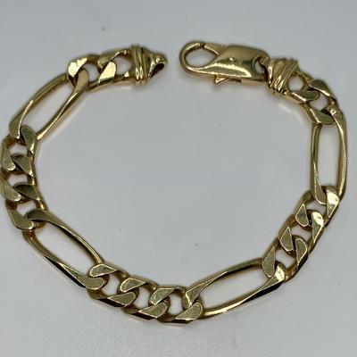 8” Figaro 18K Gold Bracelet