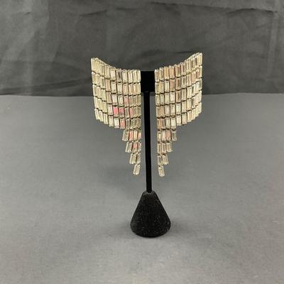 -201- COSTUME JEWELRY | Rhinestone Clip Earrings
