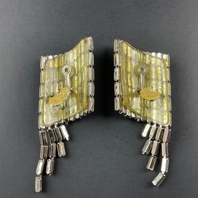-201- COSTUME JEWELRY | Rhinestone Clip Earrings