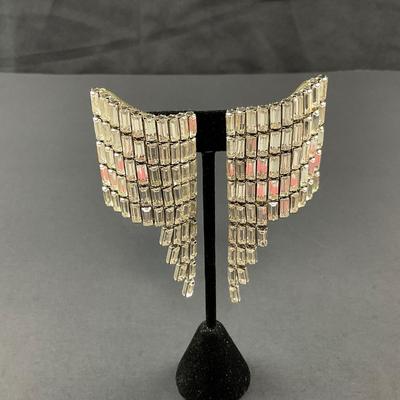 -201- COSTUME JEWELRY | Rhinestone Clip Earrings