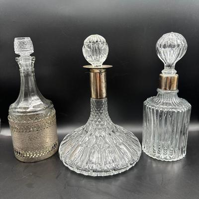 Collection of Cut Crystal and Glass Decanters (3)
