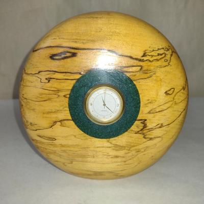 Turned Wooden Clock by Bobby Phillips- Spalted Maple and Corian (#66).