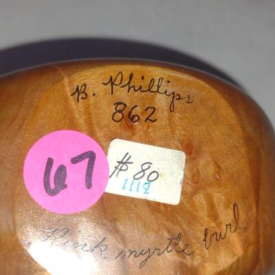 Turned Wooden Clock by Bobby Phillips- Pink Myrtle Burl (#67).