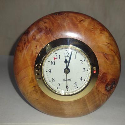 Turned Wooden Clock by Bobby Phillips- Pink Myrtle Burl (#67).