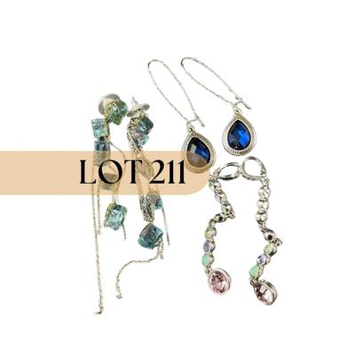 -211- COSTUME JEWELRY | Miscellaneous Blue Stone Earrings
