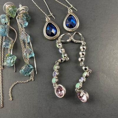 -211- COSTUME JEWELRY | Miscellaneous Blue Stone Earrings