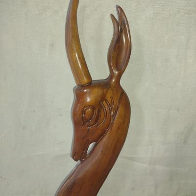 Large, Carved Wooden Figurine- Gazelle- Approx 18" Tall, 23" Long