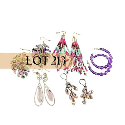 -213- COSTUME JEWELRY Miscellaneous Colorful Beaded Earrings