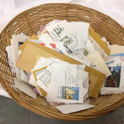 Stamp Collection in Basket