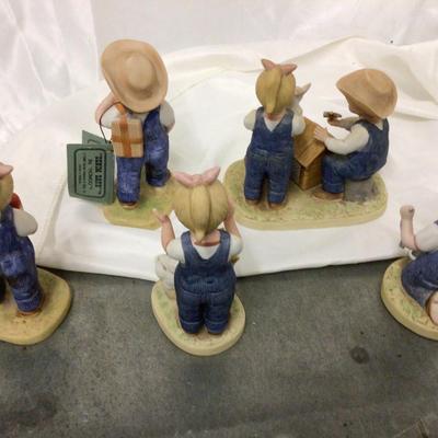 Five Homco Denim Days Figurines