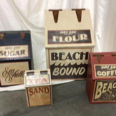 Wood Set Of Four Covered Box Canister