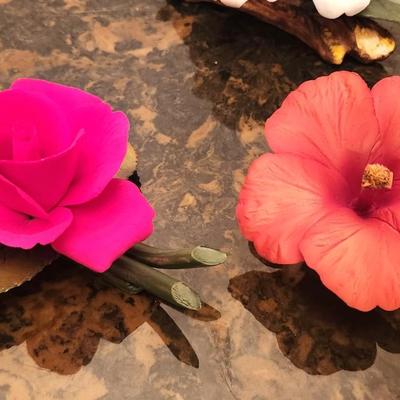 Lot #137 Lot of 3 Bisque Flowers - Napoleon mark