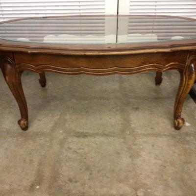 Glass and Wood Coffee Table.