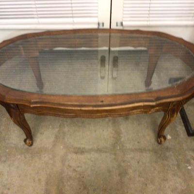 Glass and Wood Coffee Table.