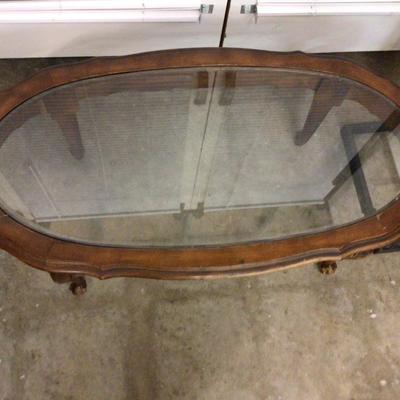 Glass and Wood Coffee Table.