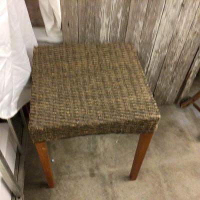 Wicker and Wood Side Table