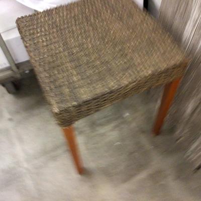 Wicker and Wood Side Table