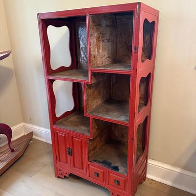 Chinese Display Shelf with Cabinet and Two Drawers