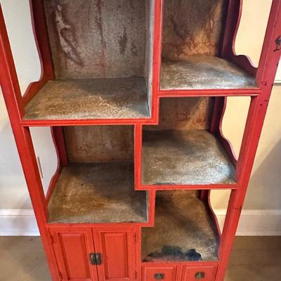 Chinese Display Shelf with Cabinet and Two Drawers