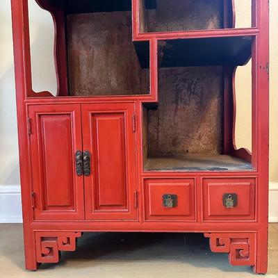 Chinese Display Shelf with Cabinet and Two Drawers