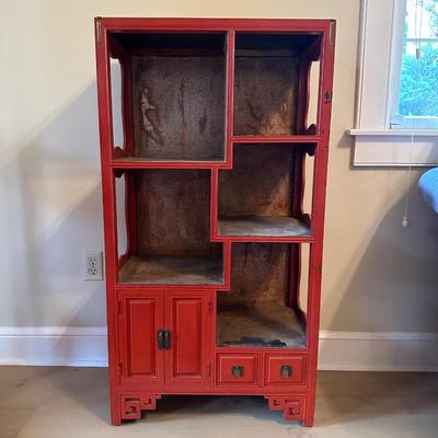 Chinese Display Shelf with Cabinet and Two Drawers