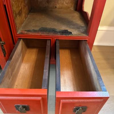 Chinese Display Shelf with Cabinet and Two Drawers
