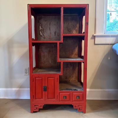 Chinese Display Shelf with Cabinet and Two Drawers