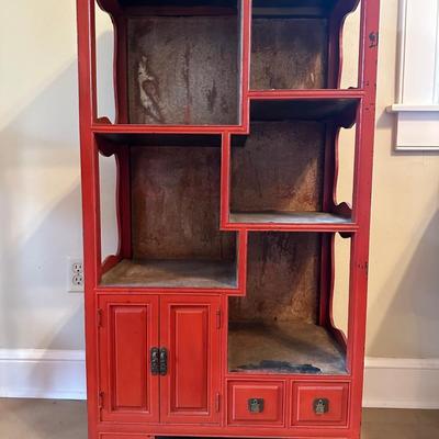 Chinese Display Shelf with Cabinet and Two Drawers