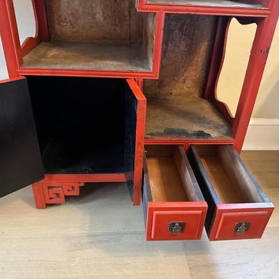 Chinese Display Shelf with Cabinet and Two Drawers