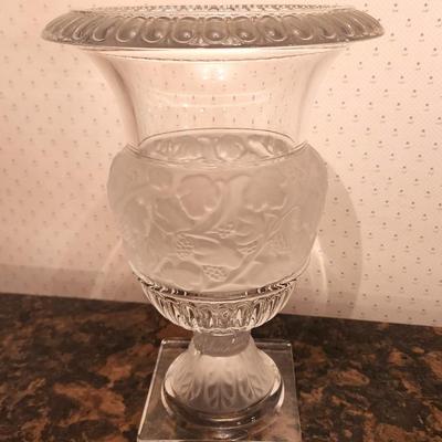 Lot #141 Heavy Crystal Vase - Lalique style