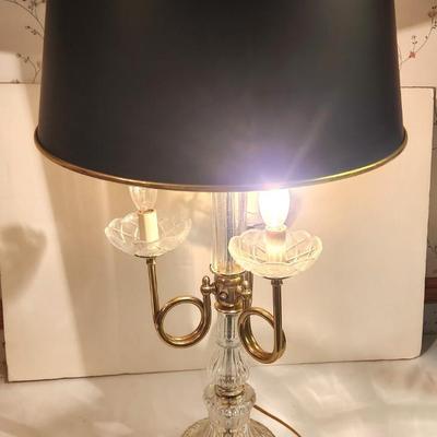 Lot #143 Traditional Lead Crystal 3-arm Table Lamp