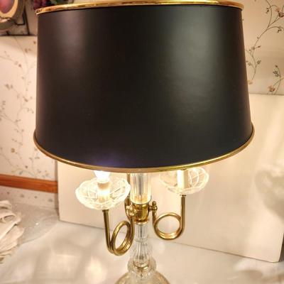Lot #143 Traditional Lead Crystal 3-arm Table Lamp