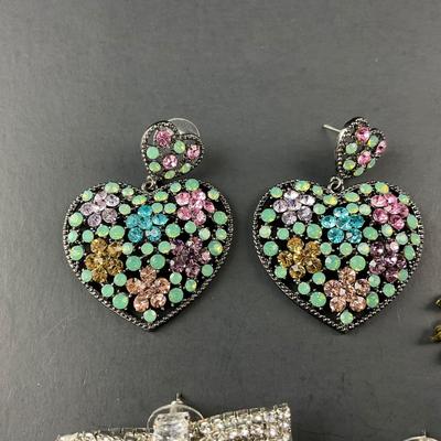 -220- COSTUME JEWELRY | Miscellaneous Rhinestone Earrings