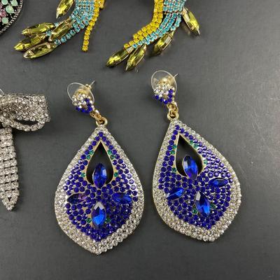 -220- COSTUME JEWELRY | Miscellaneous Rhinestone Earrings