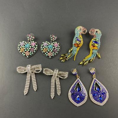 -220- COSTUME JEWELRY | Miscellaneous Rhinestone Earrings