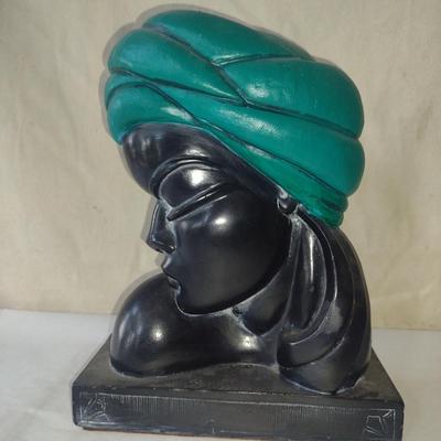 Vintage Hand Painted Chalkware Female Head Bust- Alexander Backer Company