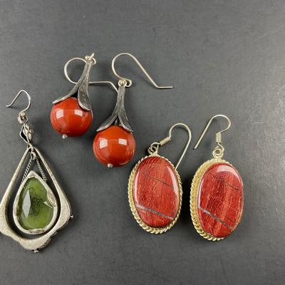 -221- COSTUME JEWELRY | Stone & 925 Earrings