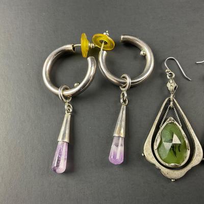 -221- COSTUME JEWELRY | Stone & 925 Earrings