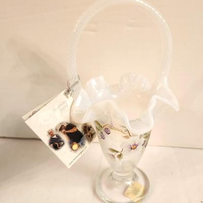 Lot #146 Fenton Art Glass "Blossoms & Berries" basket - Cracker Barrell Collection